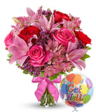 Lily & Rose Bouquet with Get Well Balloon